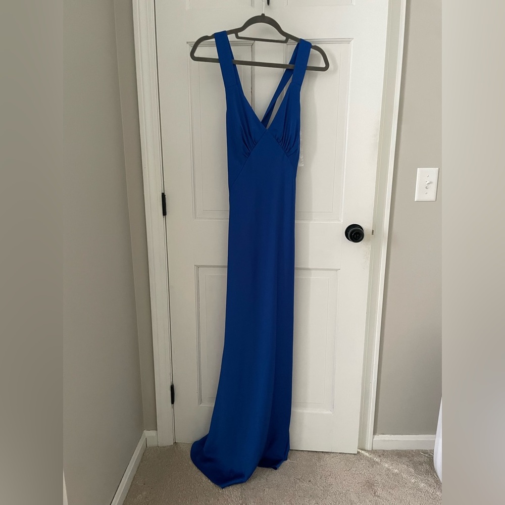 Cobalt Blue Satin Evening Gown- Birdy Grey - Picture 2 of 5